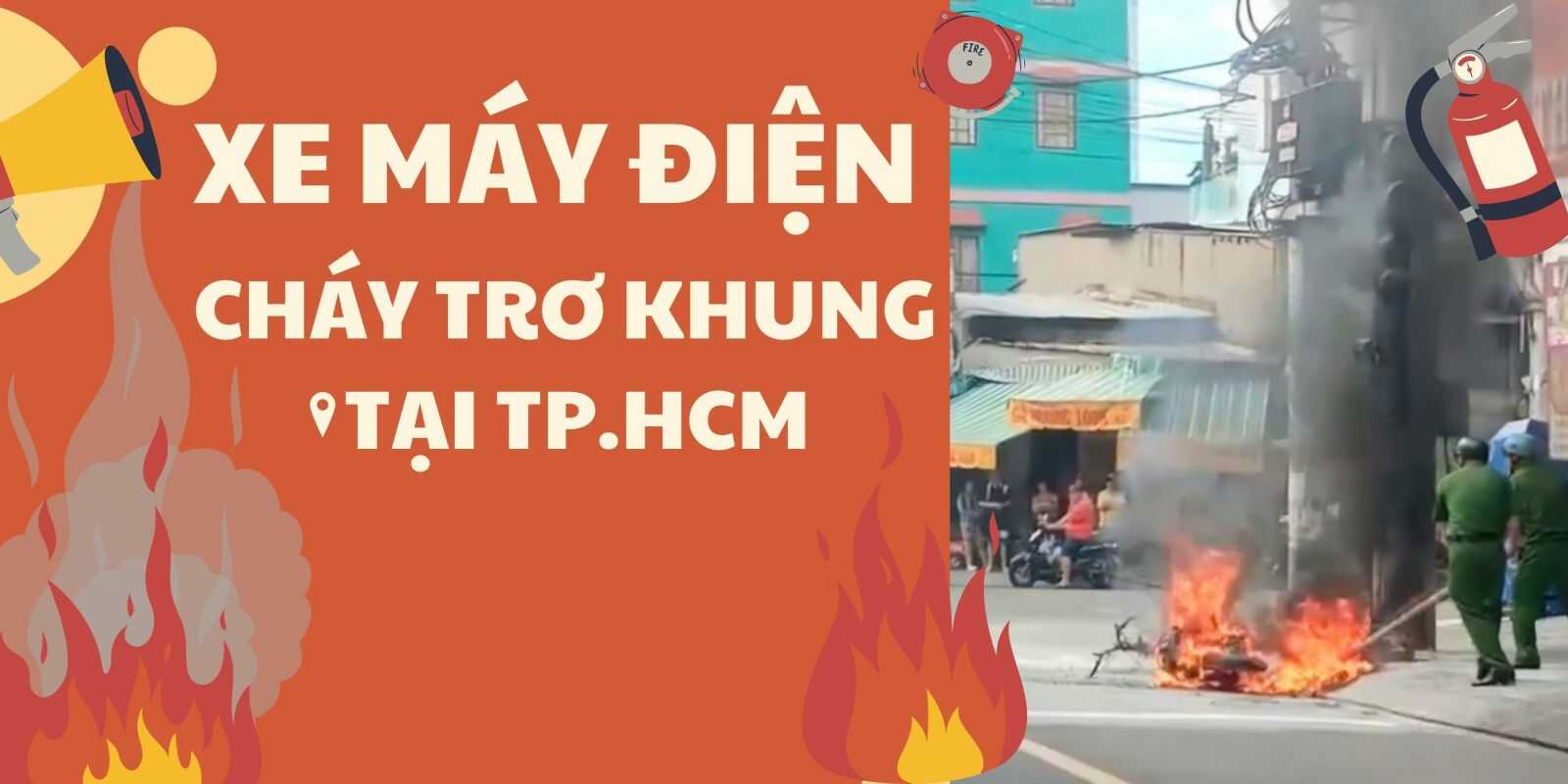 Xe máy điện cháy trơ khung tại Tân Phú TPHCM 